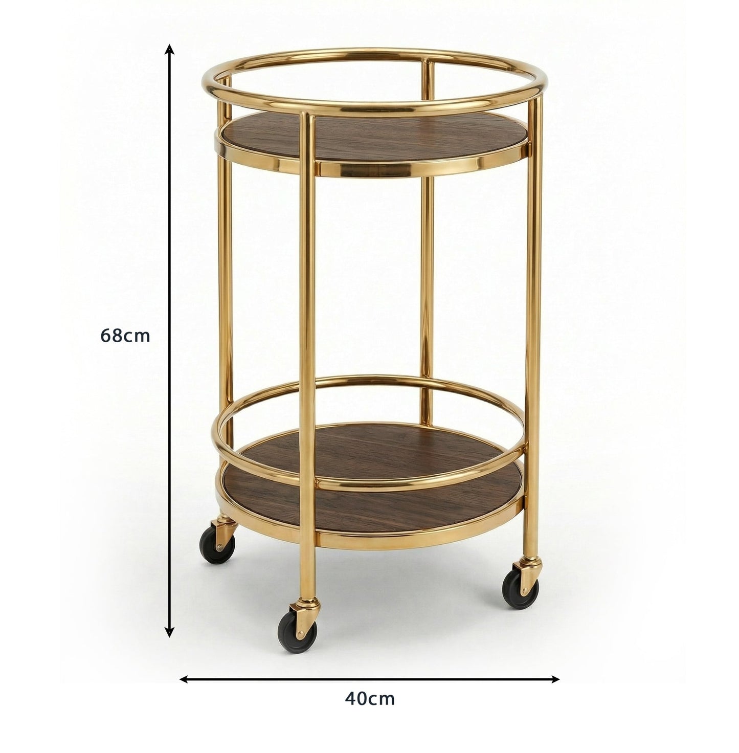 The Lumina bar cart with bottles and glasses — rotating gold bar cart Australia