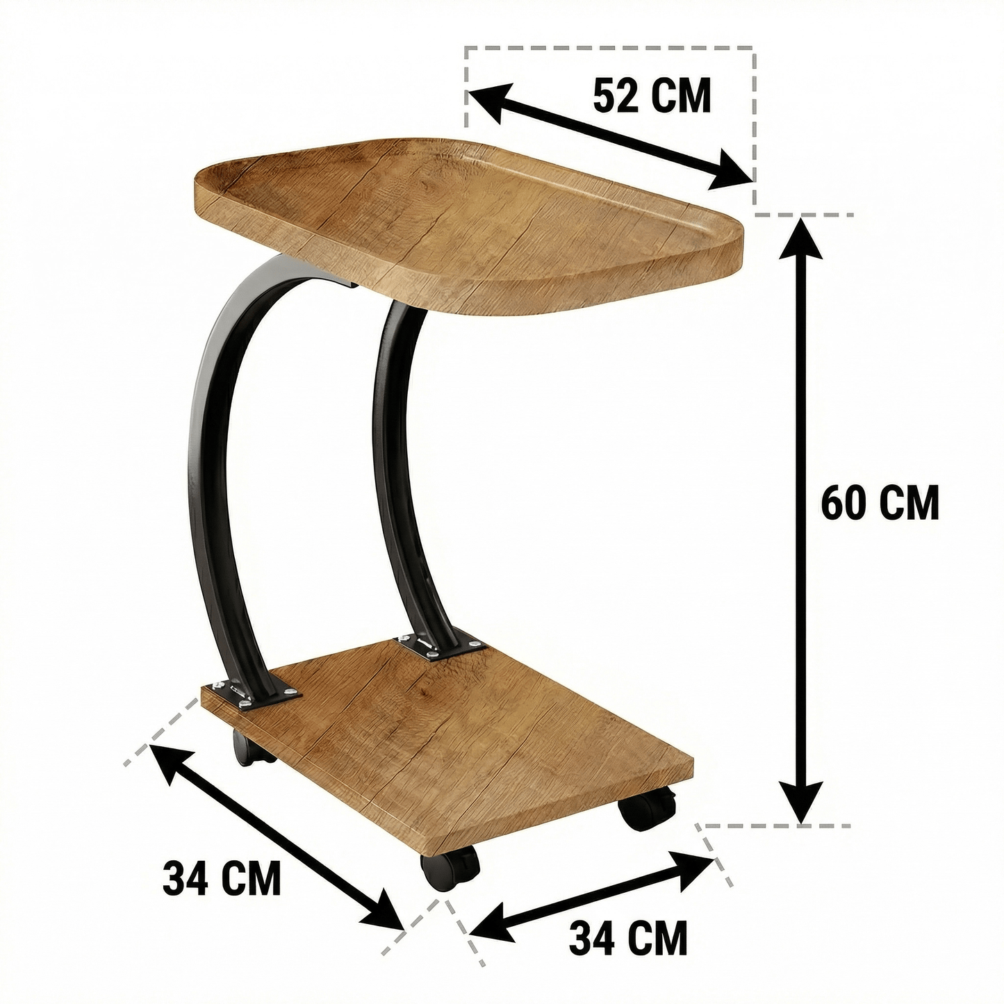 Noosa Curved Metal Sofa Table with coastal decor — C-shape black frame side table Australia by Royal Bar Carts