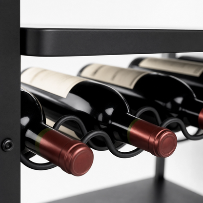 Close-up of Oslo wine rack cradle holding bottles horizontally — built-in wine rack bar cart Australia
