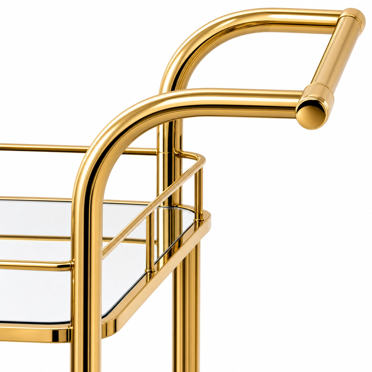 The Chateau gold bar cart in living room — luxury drinks trolley Australia