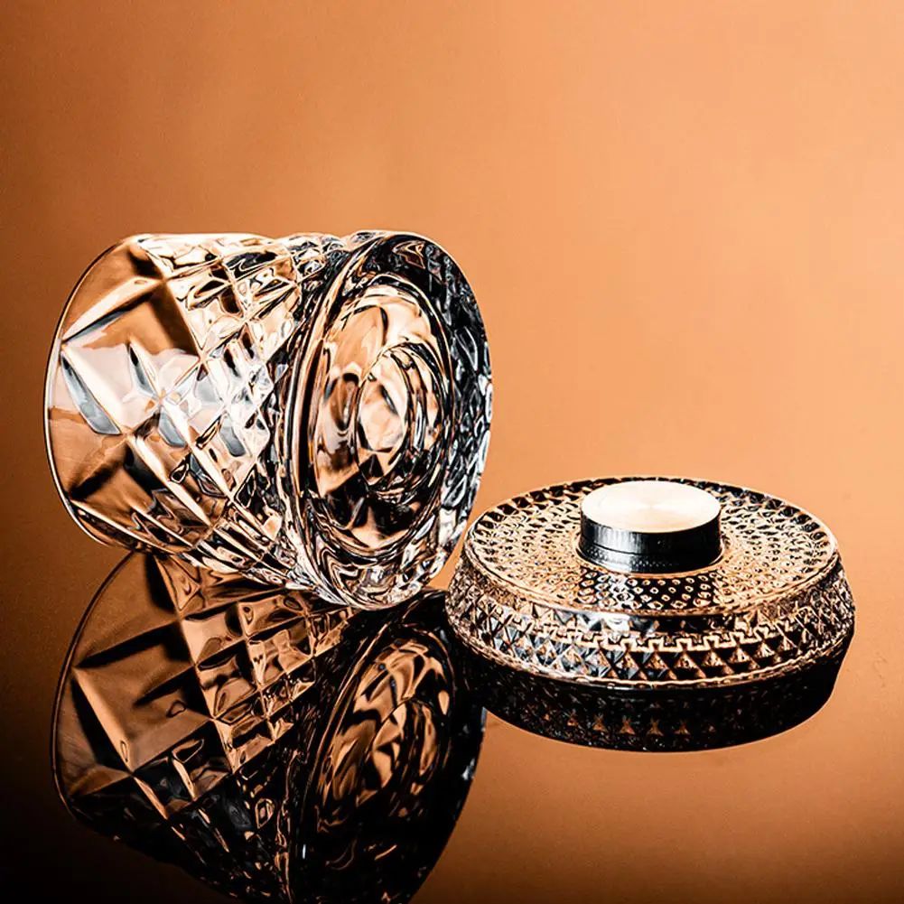 Rotating Base Crystal Whiskey Glasses — Set of 2