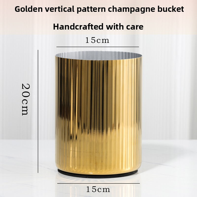 Vertical-Striped Metal White Wine Ice Bucket, Model Room Soft Decoration Accessories