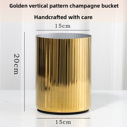 Vertical-Striped Metal White Wine Ice Bucket, Model Room Soft Decoration Accessories