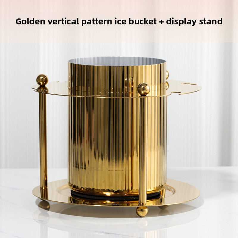 Vertical-Striped Metal White Wine Ice Bucket, Model Room Soft Decoration Accessories