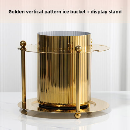 Vertical-Striped Metal White Wine Ice Bucket, Model Room Soft Decoration Accessories