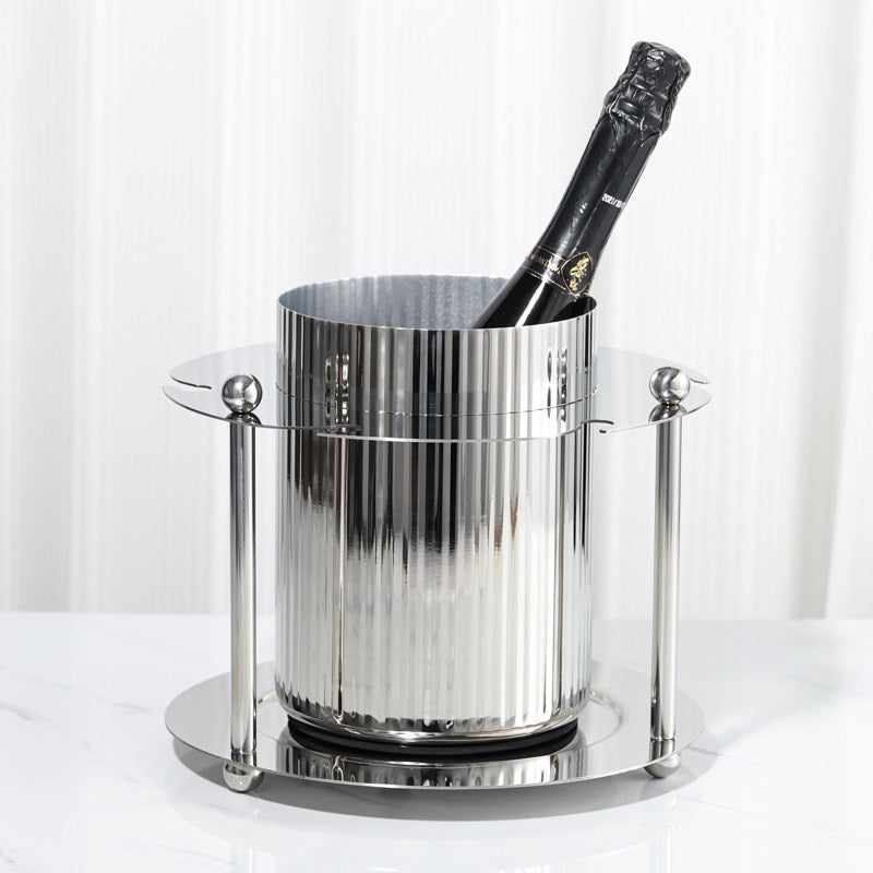 Vertical-Striped Metal White Wine Ice Bucket, Model Room Soft Decoration Accessories