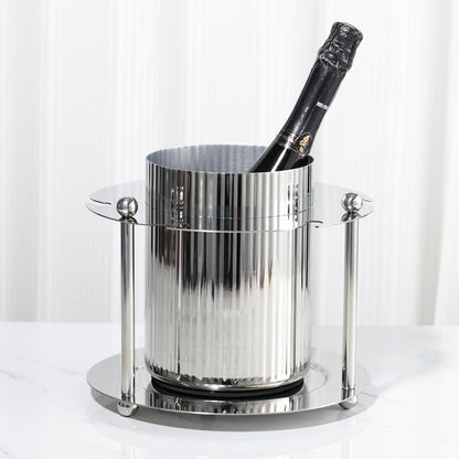 Vertical-Striped Metal White Wine Ice Bucket, Model Room Soft Decoration Accessories