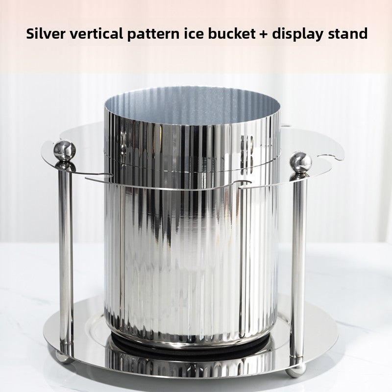 Vertical-Striped Metal White Wine Ice Bucket, Model Room Soft Decoration Accessories