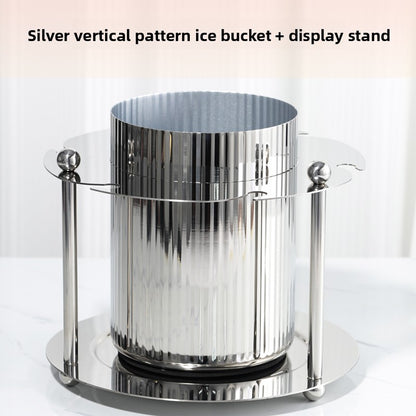 Vertical-Striped Metal White Wine Ice Bucket, Model Room Soft Decoration Accessories