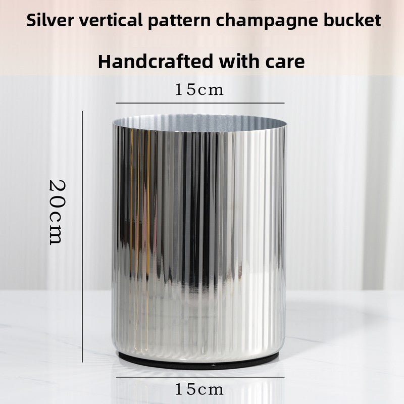 Vertical-Striped Metal White Wine Ice Bucket, Model Room Soft Decoration Accessories