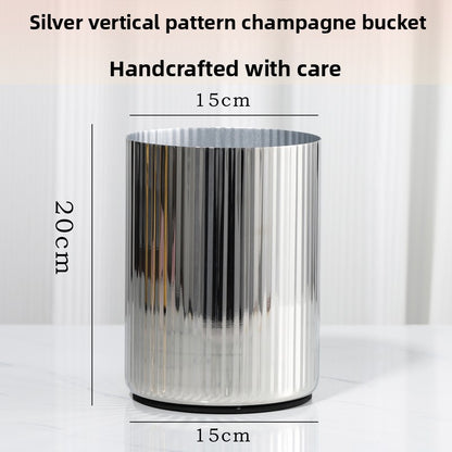 Vertical-Striped Metal White Wine Ice Bucket, Model Room Soft Decoration Accessories