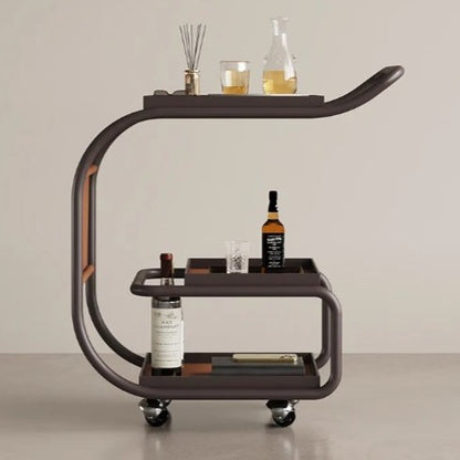 La Milano Three-Tier Leather Bar Cart