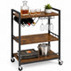 Brunswick rustic bar cart styled with wine bottles and cocktail glasses — industrial home bar cart Australia