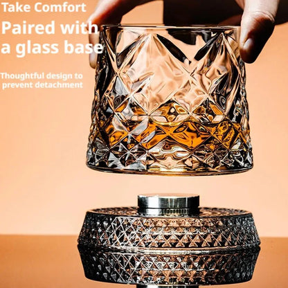 Rotating Base Crystal Whiskey Glasses — Set of 2