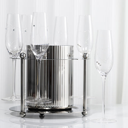 Vertical-Striped Metal White Wine Ice Bucket, Model Room Soft Decoration Accessories