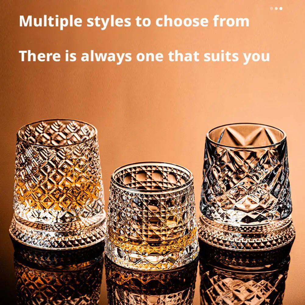 Rotating Base Crystal Whiskey Glasses — Set of 2