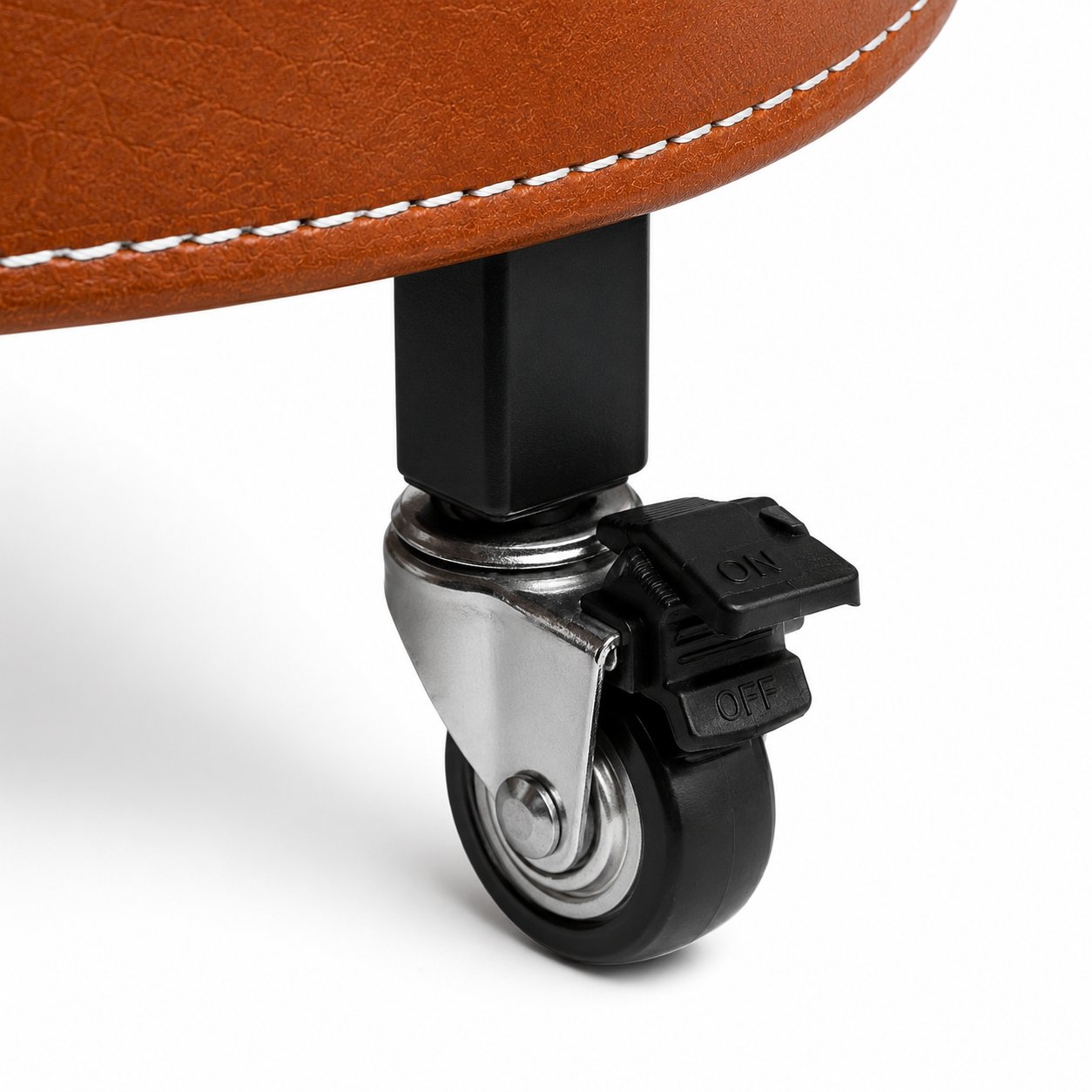 Le Provence Iron & Leather Side Trolley in Chestnut Brown — leather side trolley with swivel casters Australia