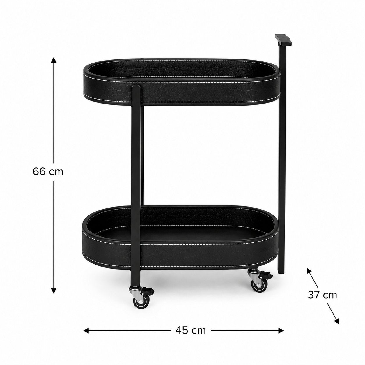 Le Provence Iron & Leather Side Trolley in Slate Grey — Scandinavian luxury side bar trolley Australia