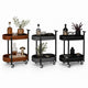 Le Provence Iron & Leather Side Trolley in Onyx Black — French luxury two-tier bar cart Australia