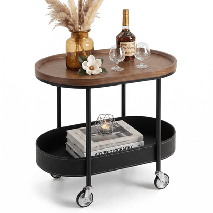 Le Provence iron and leather side trolley — rustic French-inspired bar cart Australia