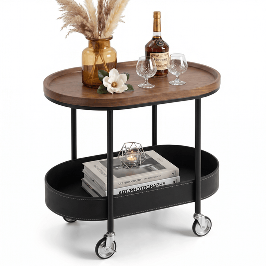 Le Provence iron and leather side trolley — rustic French-inspired bar cart Australia