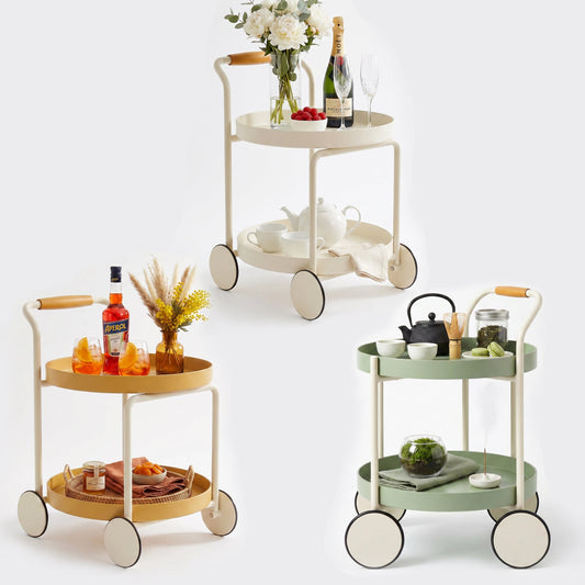 The Airlie Two - Tier Round Side Cart - Royal Bar Carts