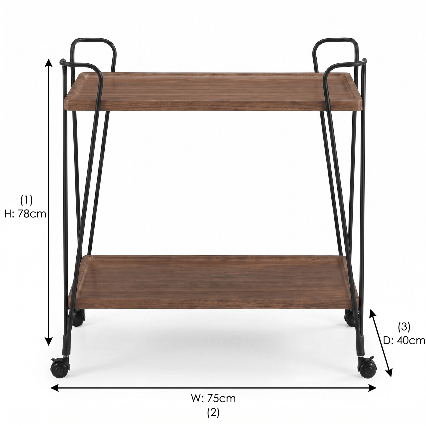 The Ascot Vale serving cart styled with cocktails — retro bar cart Australia