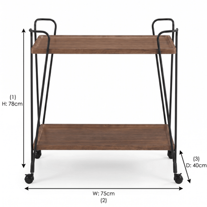 The Ascot Vale serving cart styled with cocktails — retro bar cart Australia