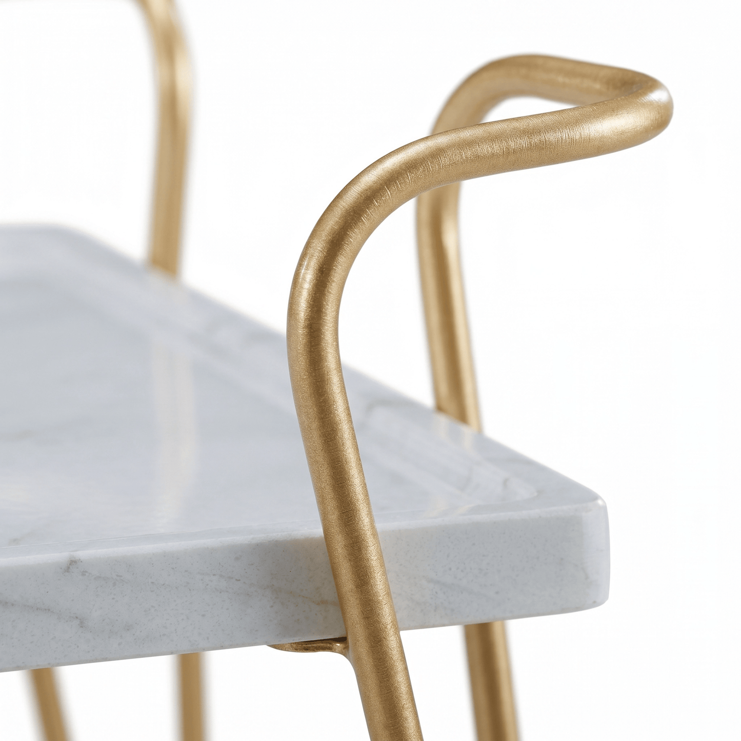 Close-up of the Ascot Vale Two-Tier Retro Serving Cart showing black metal frame and brown wooden shelves in stylish lounge setting