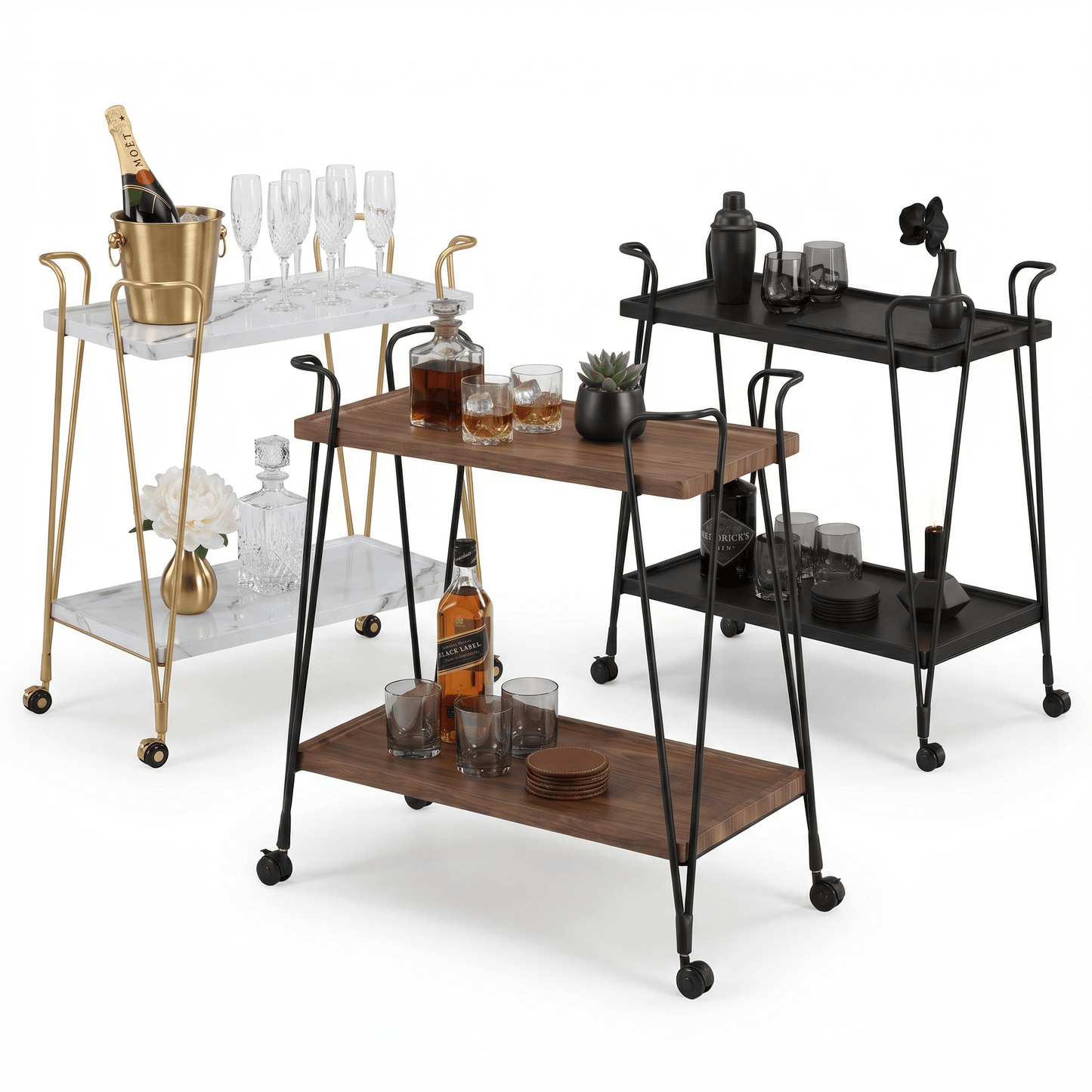 The Ascot Vale two-tier retro serving cart — vintage-style bar trolley Australia