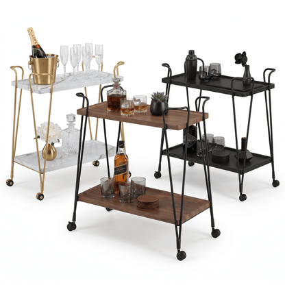 The Ascot Vale two-tier retro serving cart — vintage-style bar trolley Australia