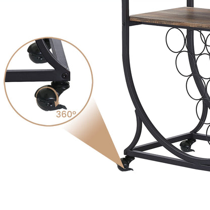 Close-up of the Barossa Nordic Iron Drinks Trolley in black and brown, showcasing its sleek frame and stylish contemporary design.