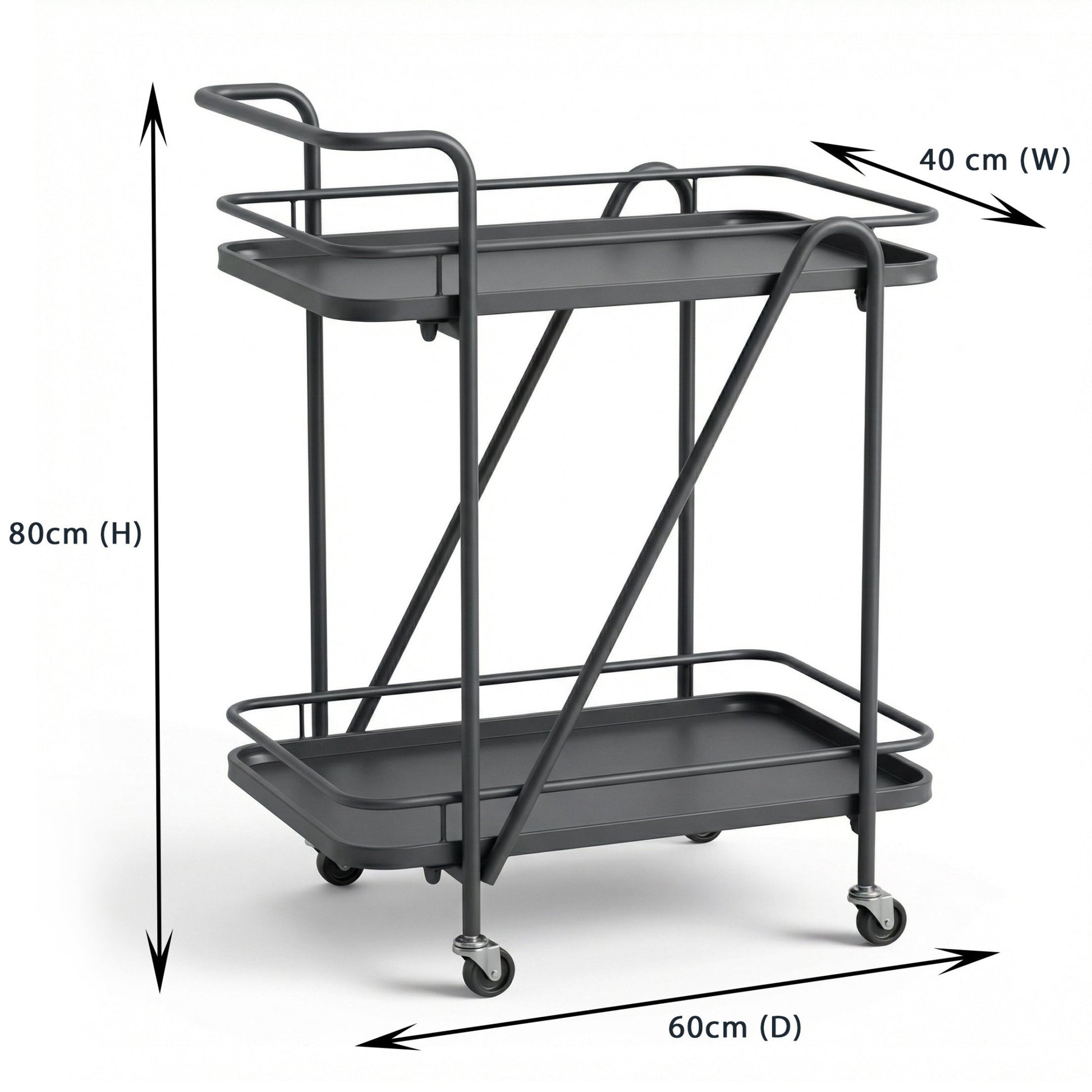 The Brighton service cart top tier — two-tier black metal bar trolley