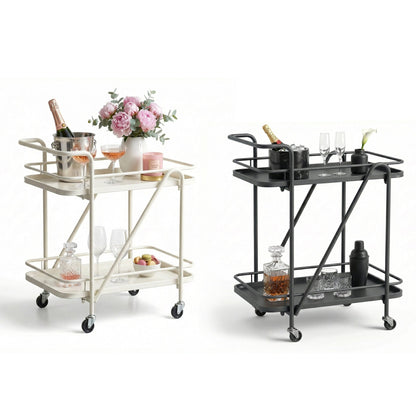 The Brighton two-tier metal service cart — balck and white bar cart Australia, elegant serving trolley