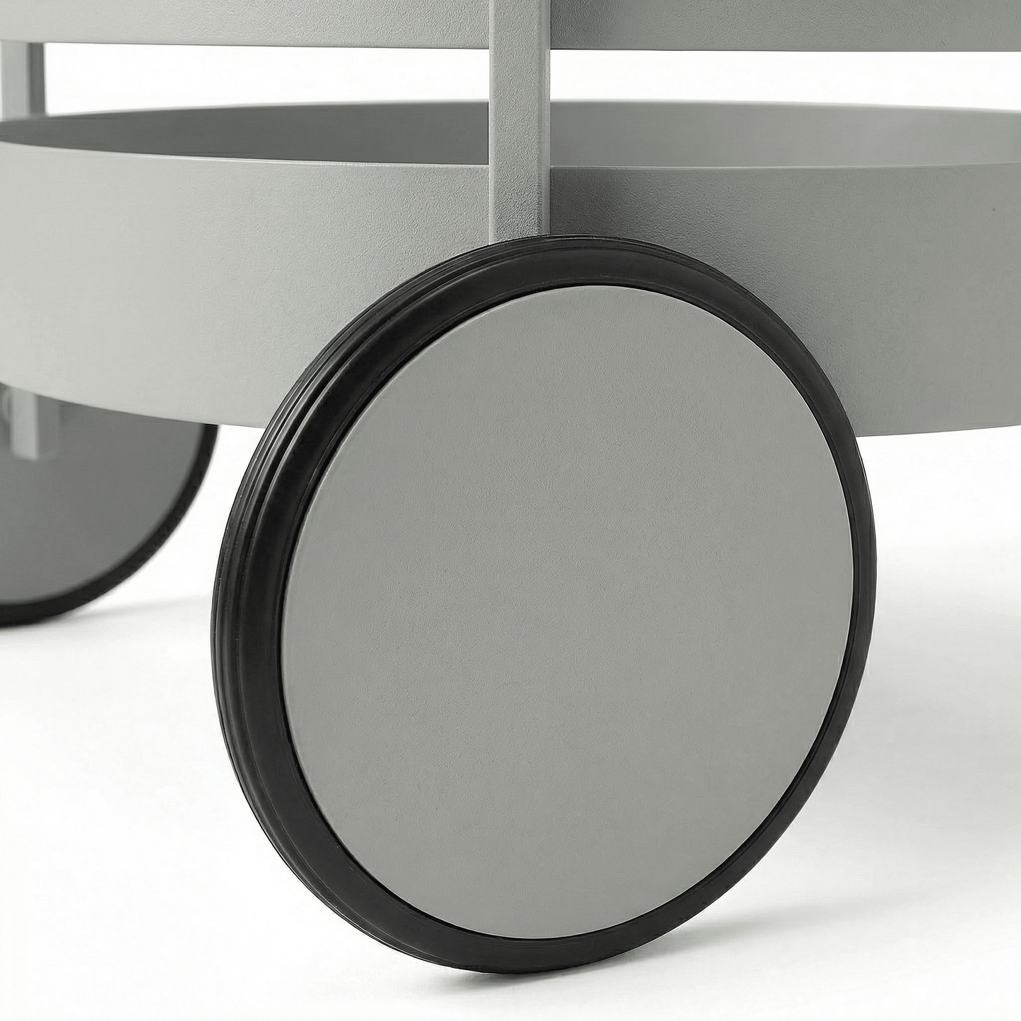The Elwood round side cart top view — Nordic circular Grey bar trolley Australia