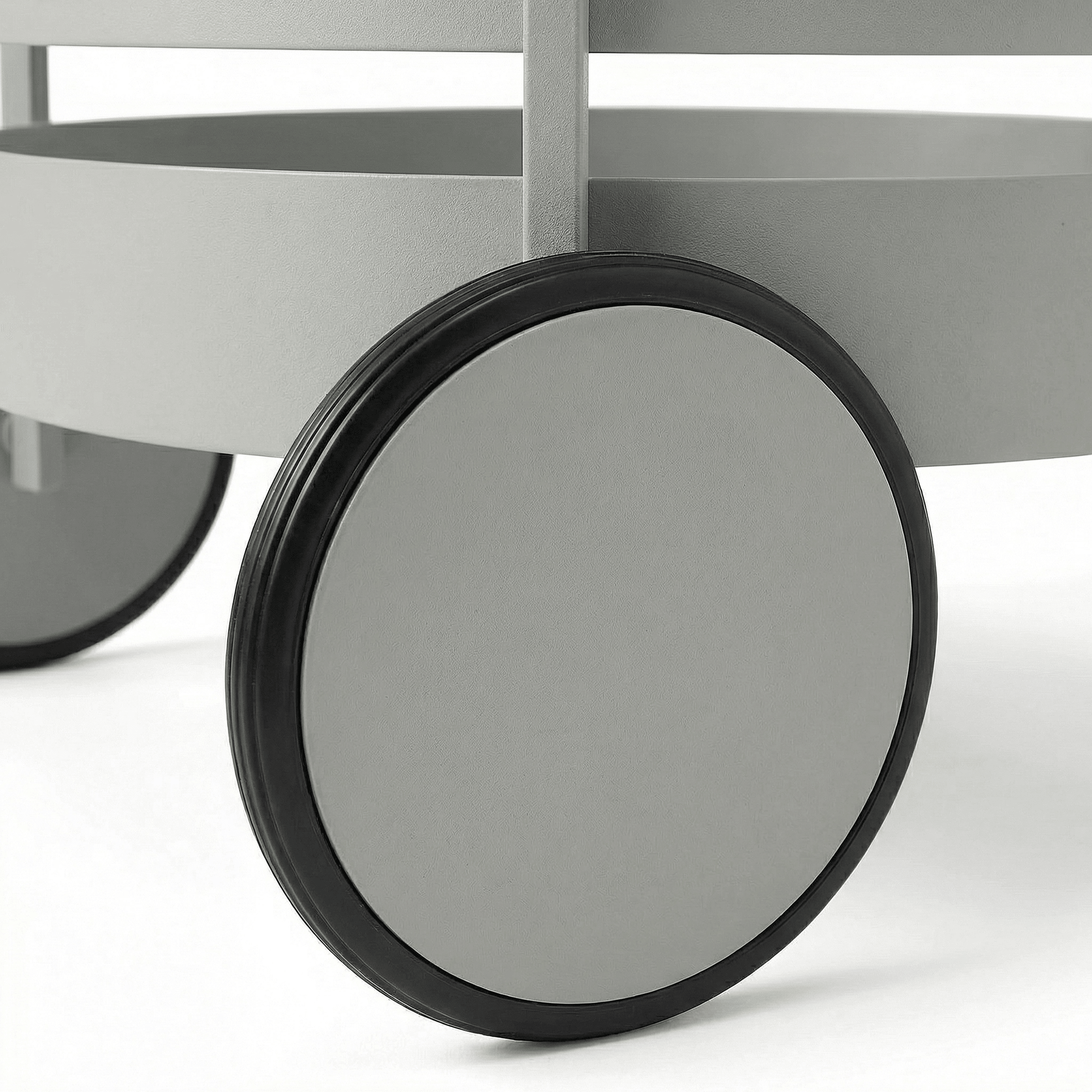 The Elwood round side cart top view — Nordic circular Grey bar trolley Australia