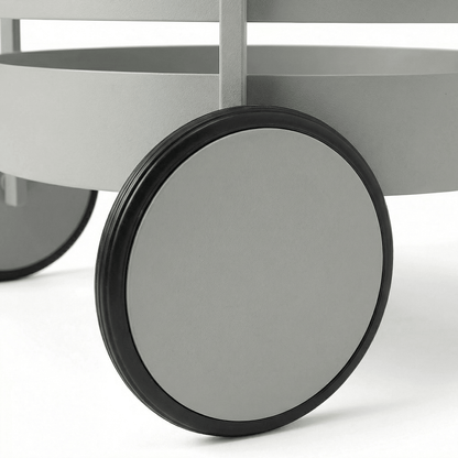 The Elwood round side cart top view — Nordic circular Grey bar trolley Australia