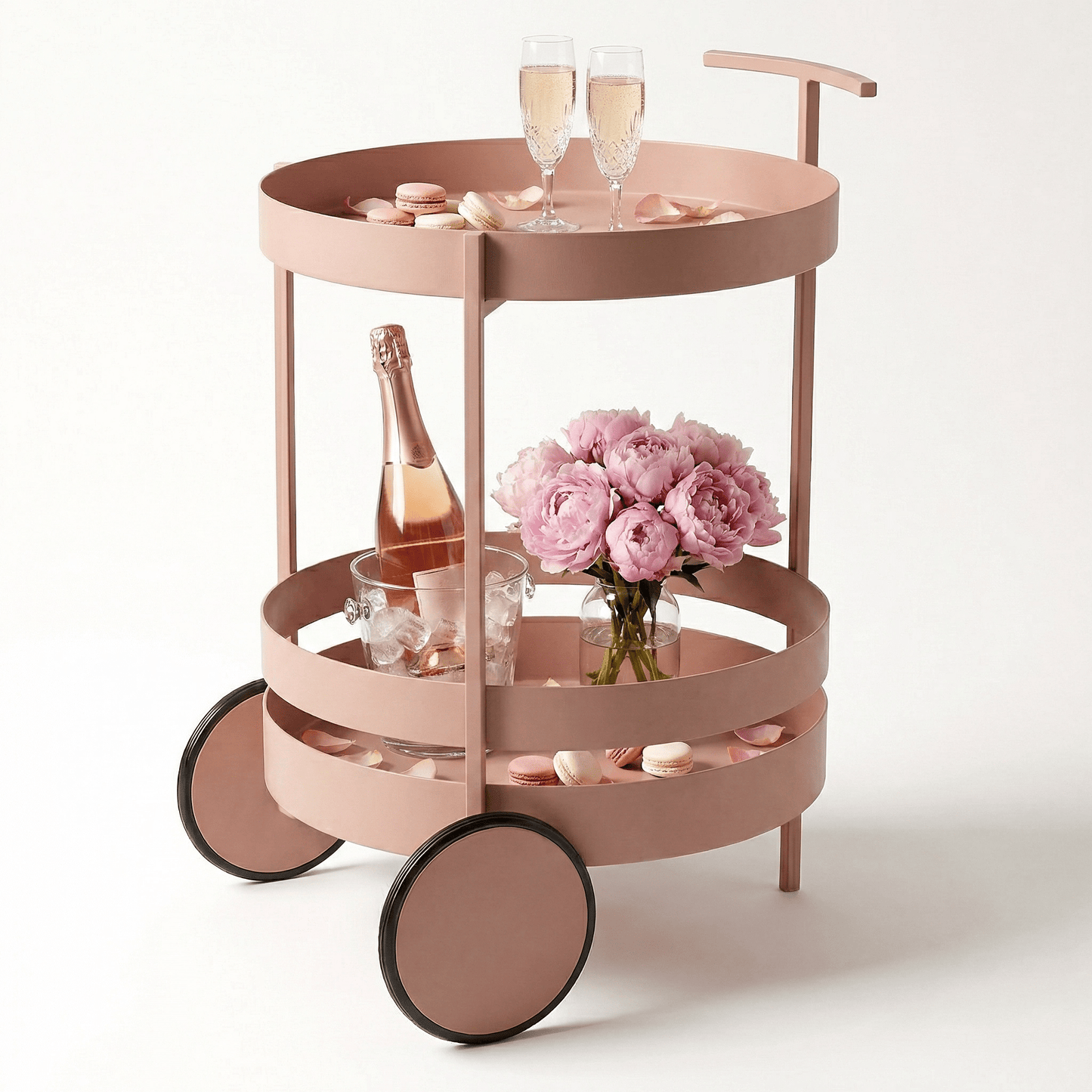 The Elwood round side cart top view — Nordic circular bar trolley Australia