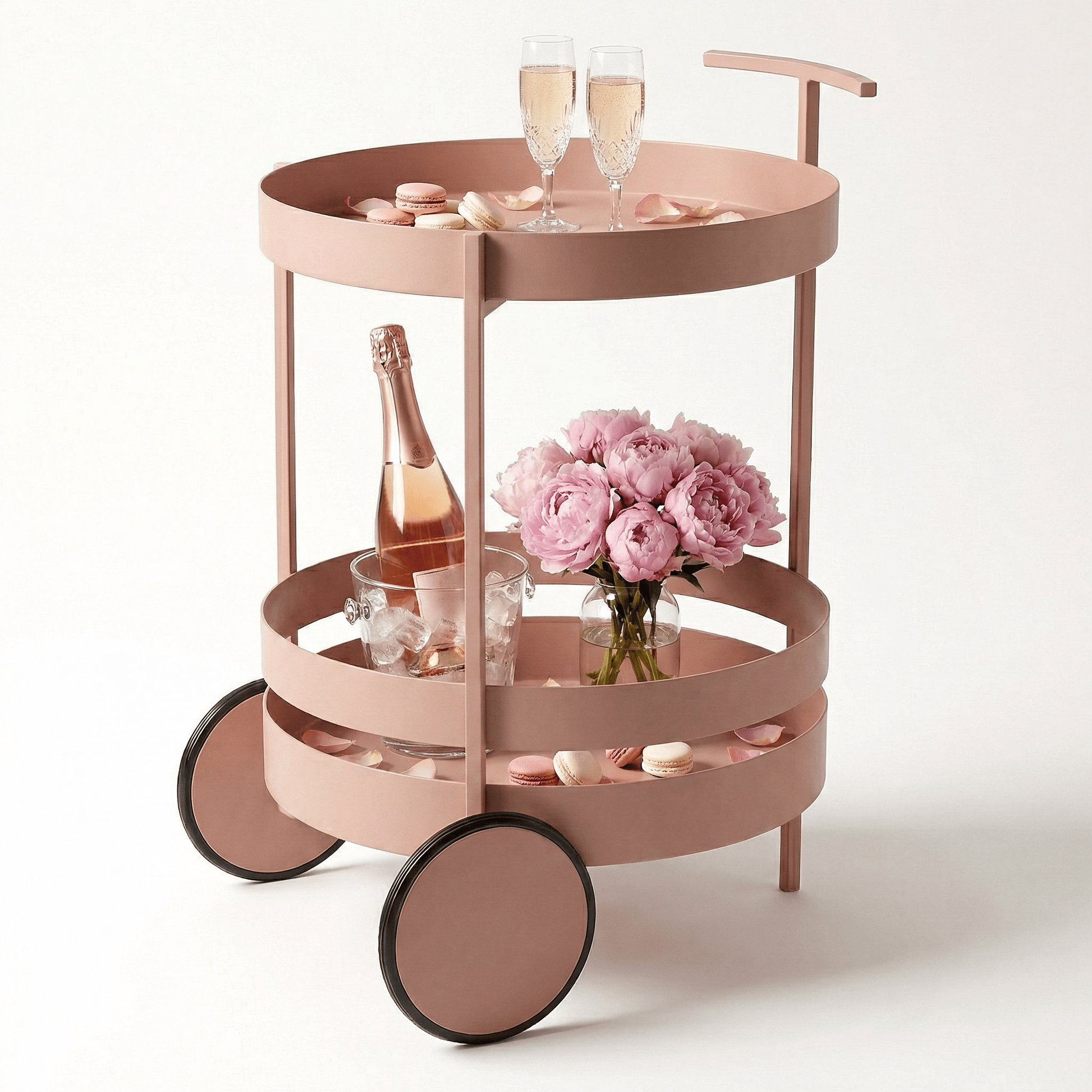 The Elwood round side cart top view — Nordic circular bar trolley Australia