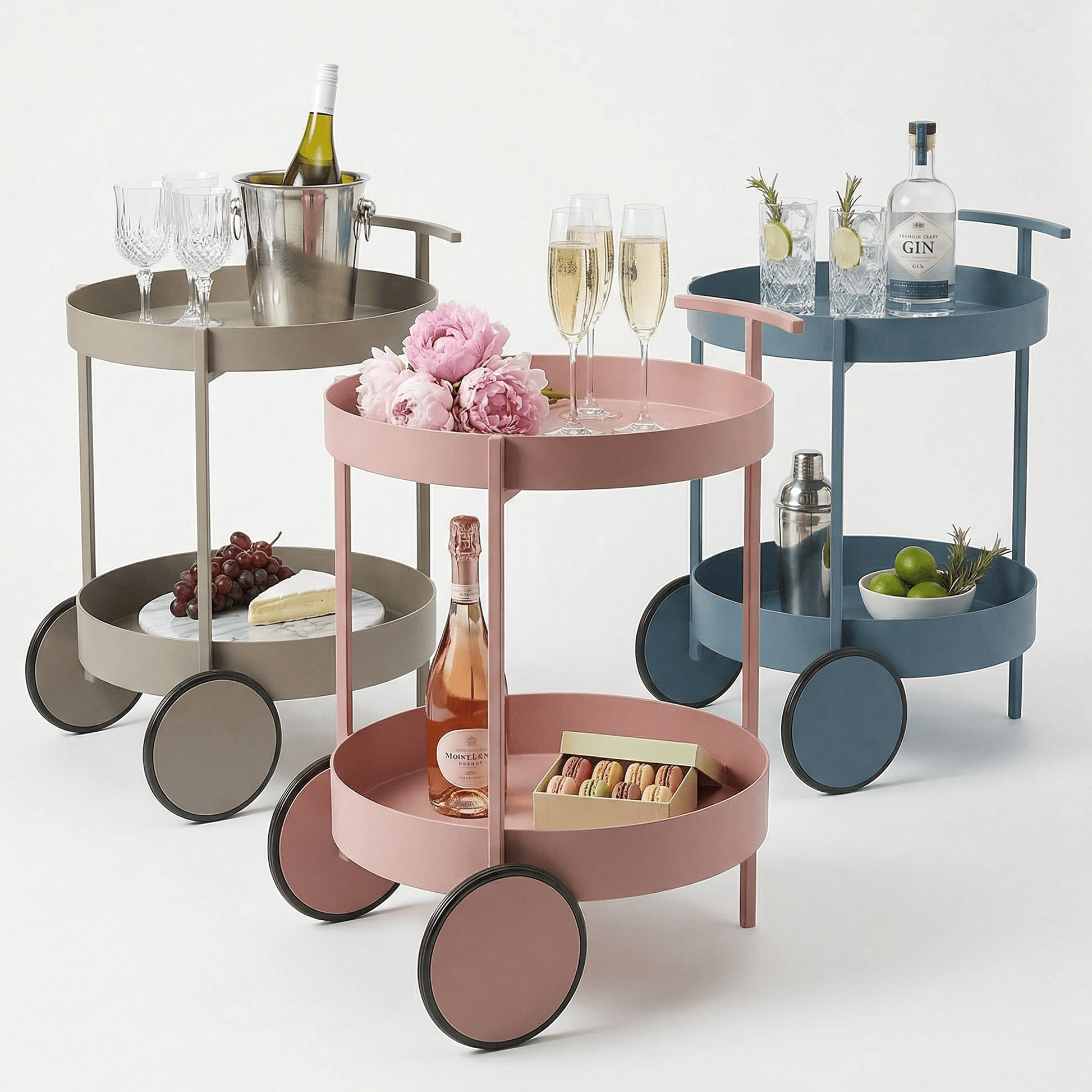 The Elwood Nordic round side cart — circular bar cart Australia, Scandi style