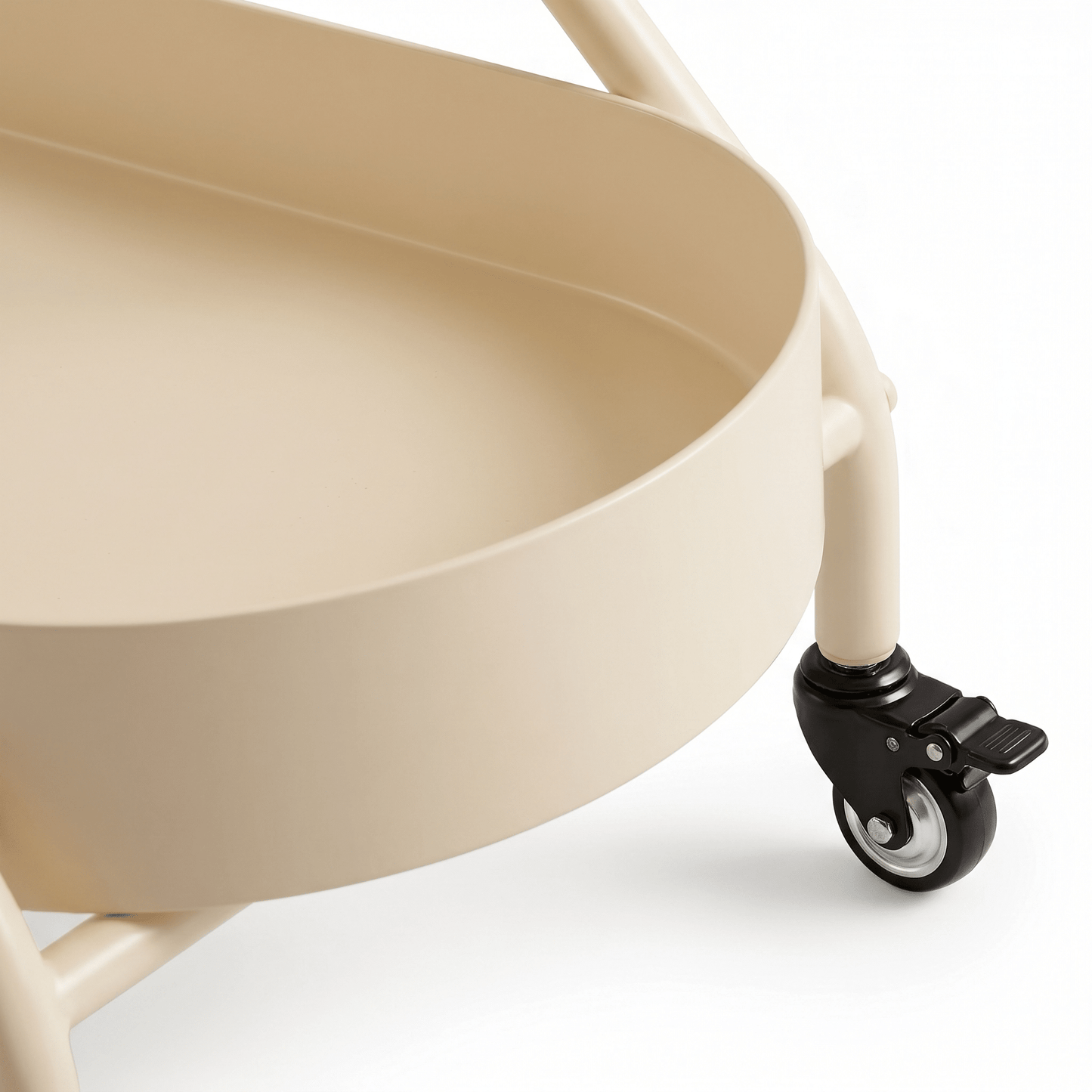 The Glebe bar trolley side view — white iron artisan side cart
