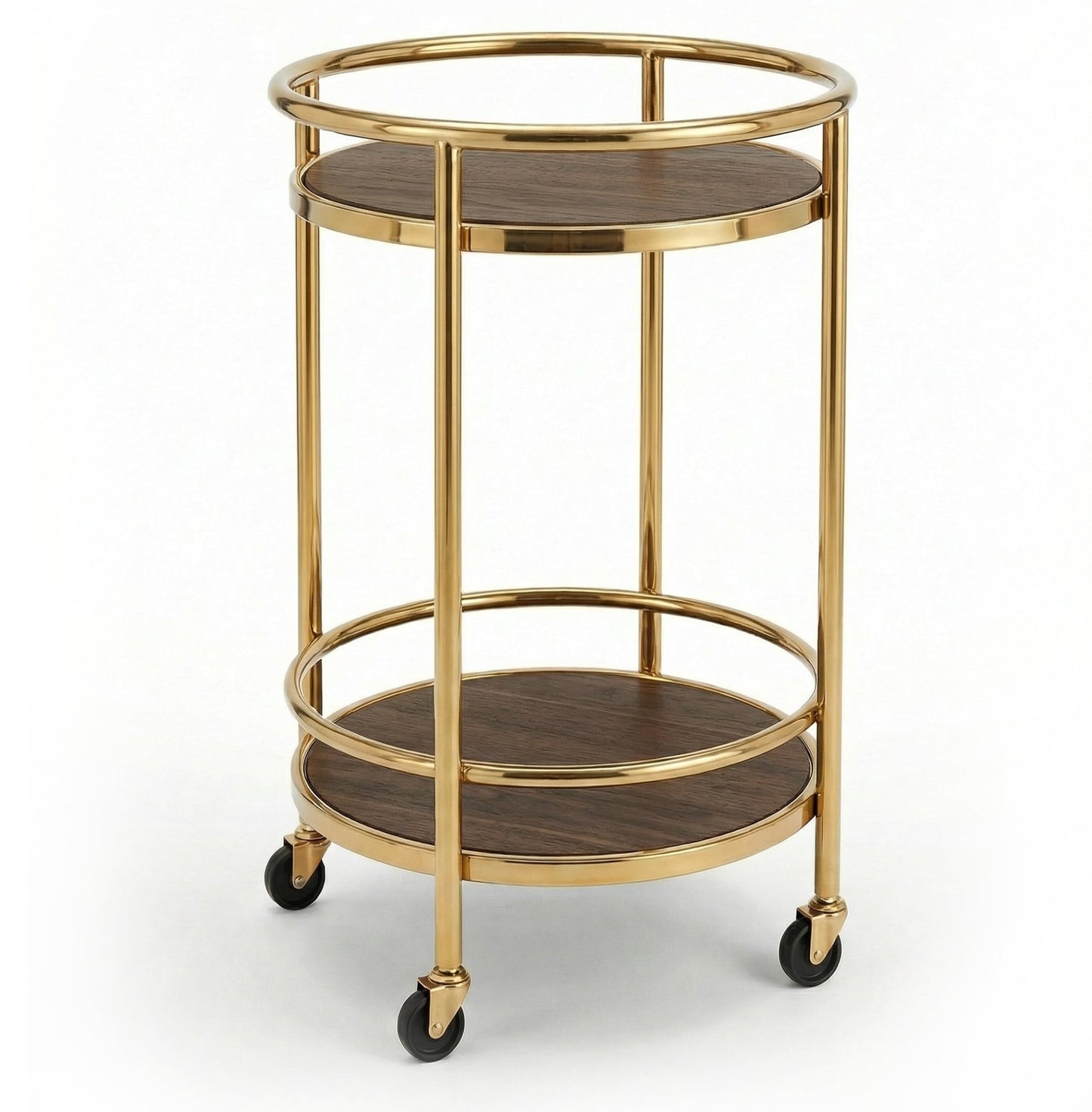 The Lumina two-tier rotating bar cart — 360-degree gold bar trolley Australia