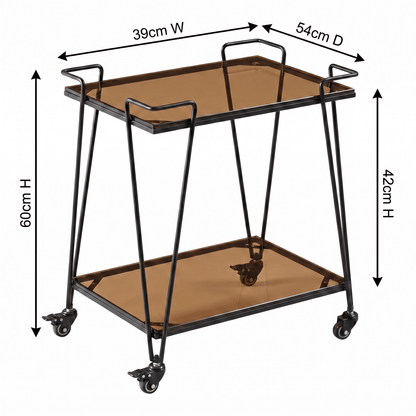 The Neutral Bay glass trolley in apartment — contemporary bar cart Australia
