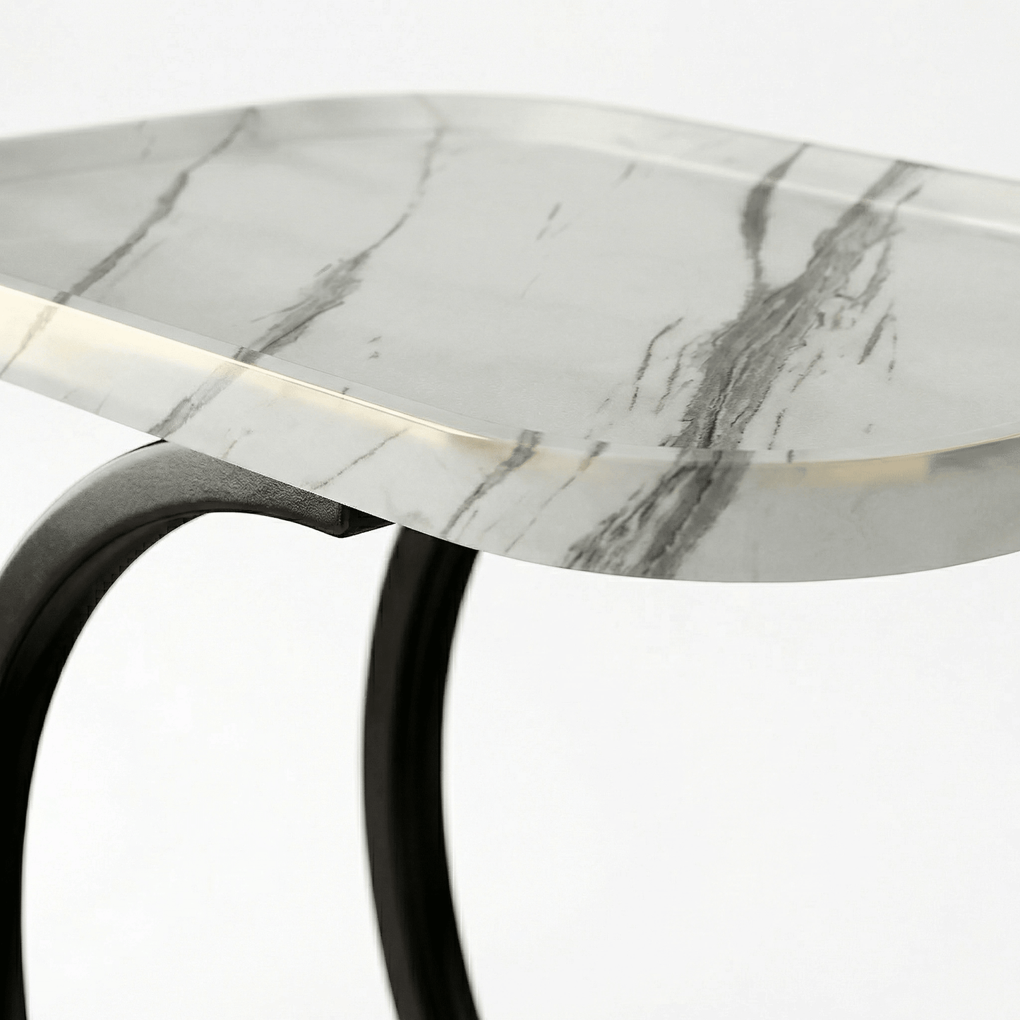 The Noosa sofa table with drinks — curved black metal side table Australia