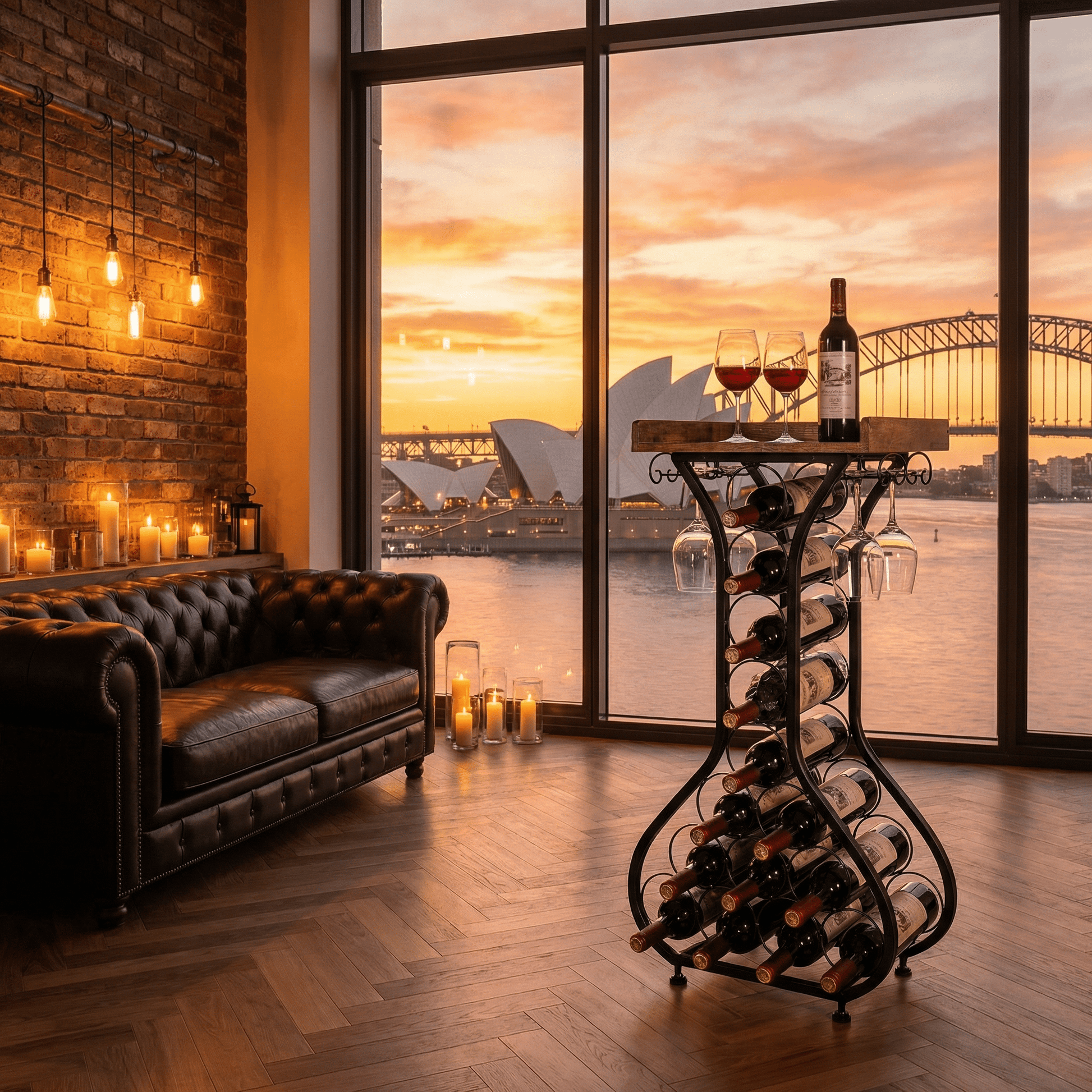 Paddington wine storage tower detail — gold wine rack Australia