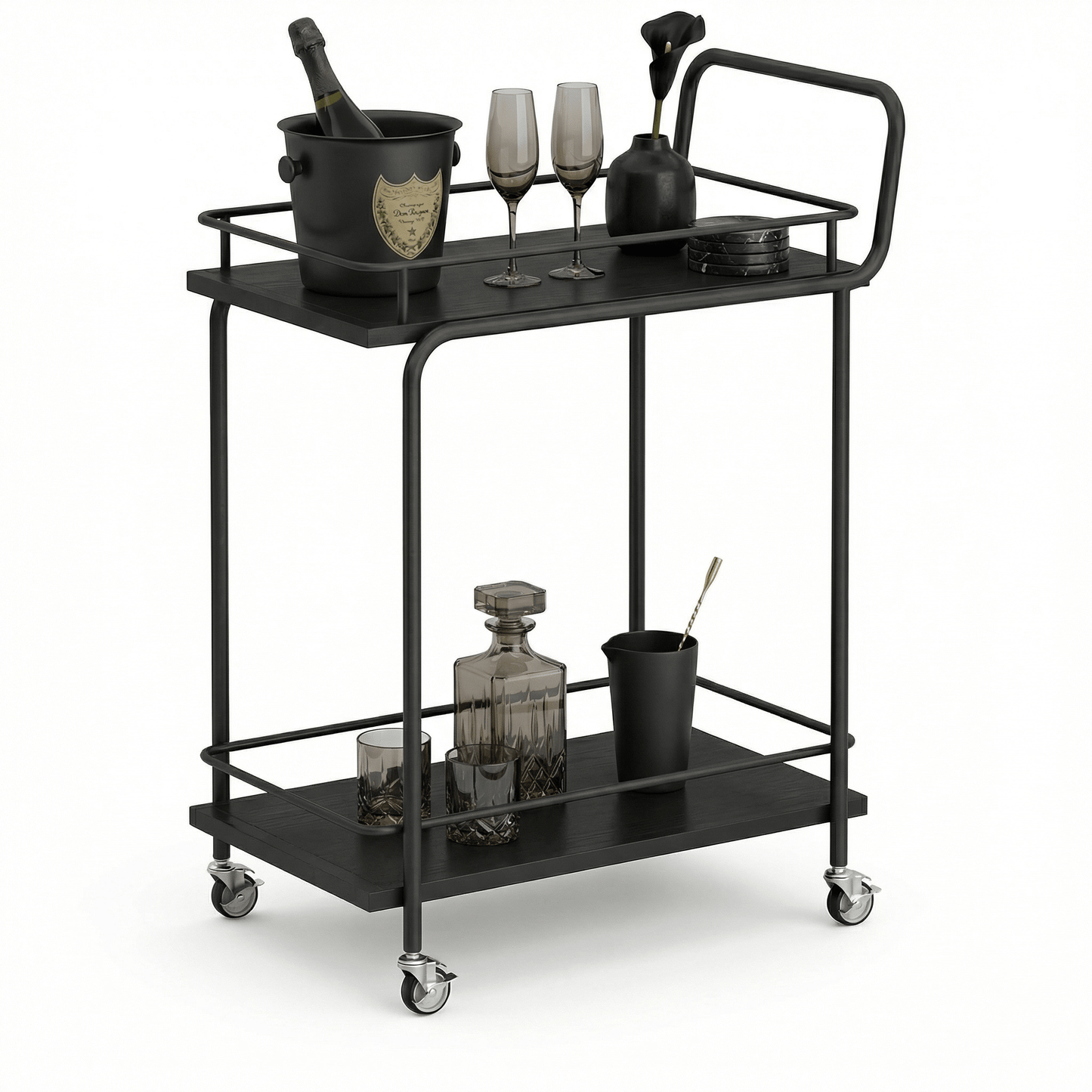 The Subiaco Nordic service trolley — Black Scandinavian bar cart Australia, minimalist design