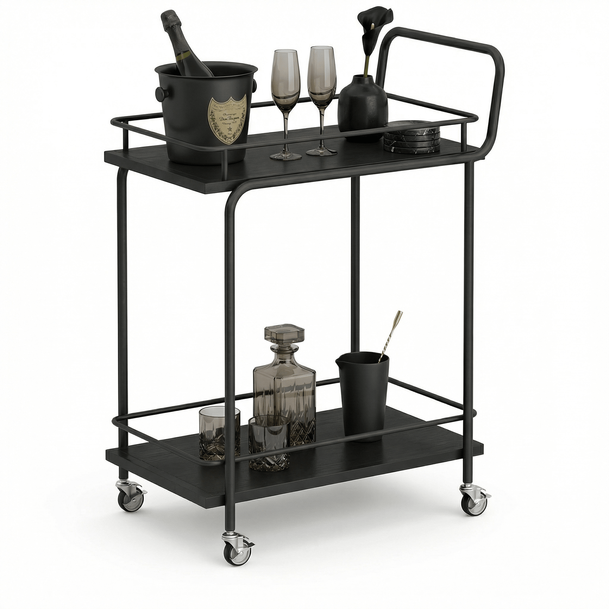The Subiaco Nordic service trolley — Black Scandinavian bar cart Australia, minimalist design