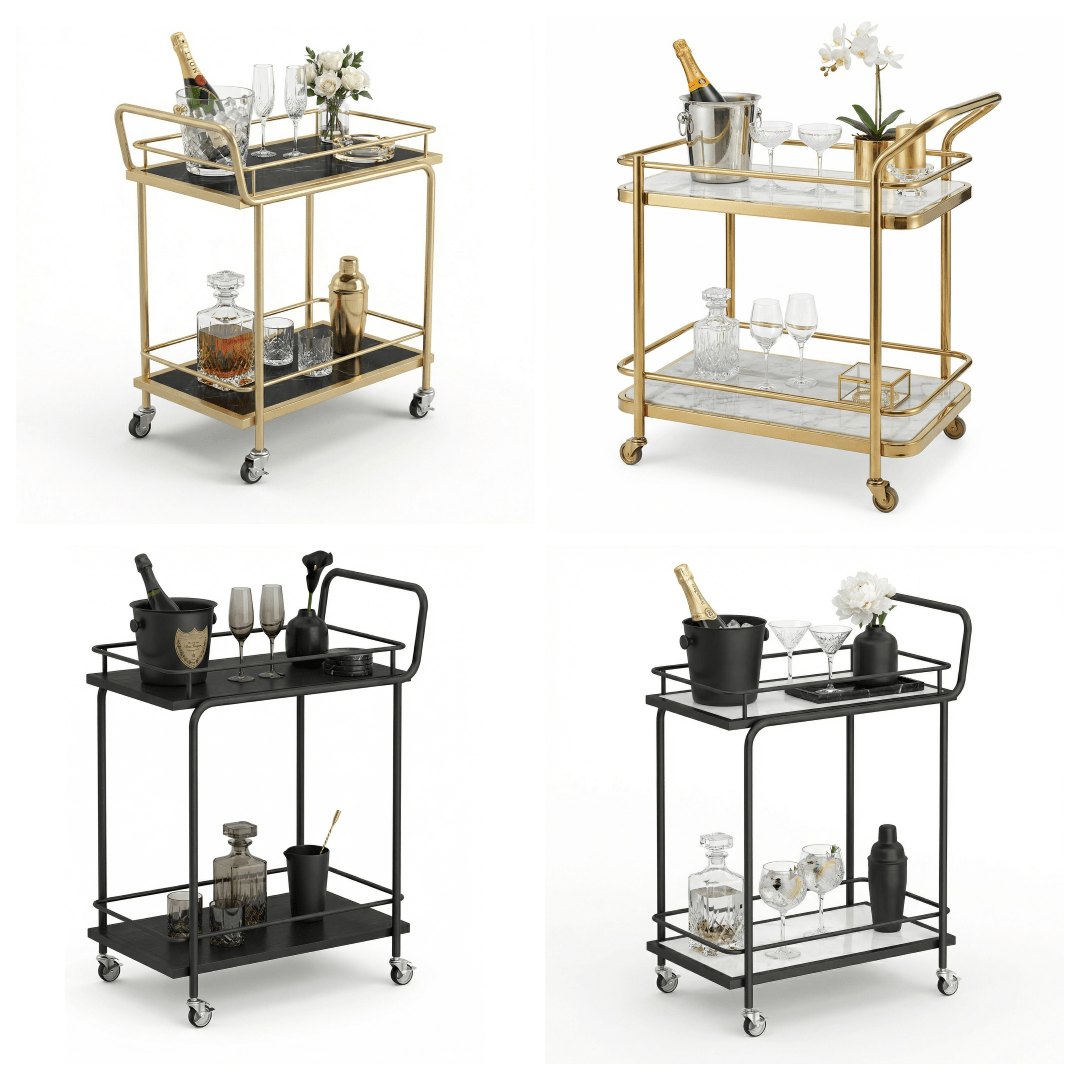 The Subiaco Nordic service trolley — white Scandinavian bar cart Australia, minimalist design