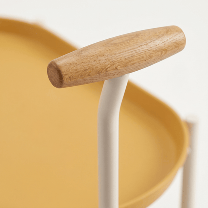 Close-up of the Surry Hills Two-Tier ABS Rolling Trolley in Yellow, showcasing coastal deco styling and sturdy ABS frame.
