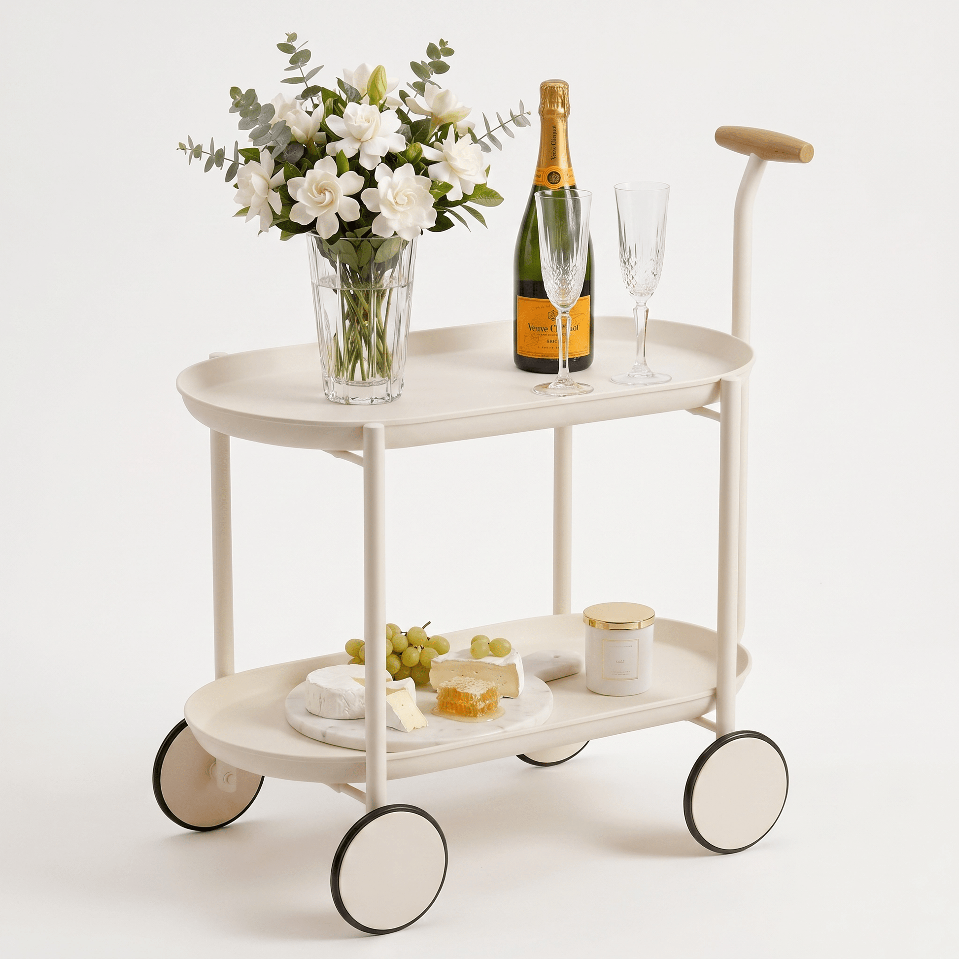 The Surry Hills two-tier ABS rolling trolley — white utility bar cart Australia